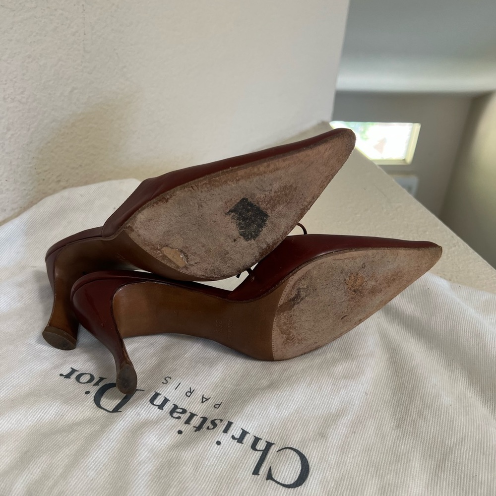 Christian Dior Brown  leather point toes mules/slides heel’s‎ sandals. Size 6 - Picture 10 of 10
